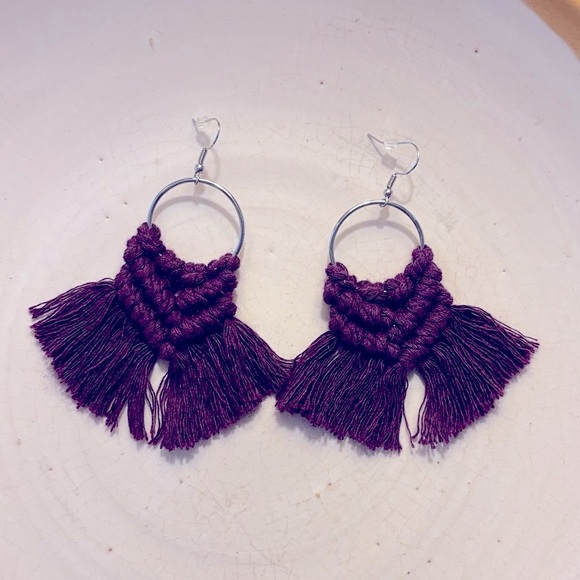 Chic Plum Tassel Earrings - Picture 1 of 6